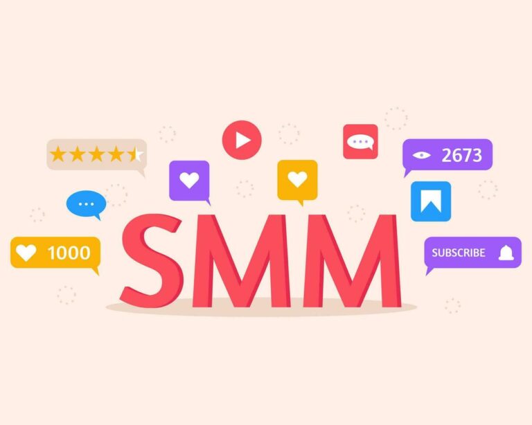 Social Media Marketing Concept With Icons Of Smm Digital Marketing Campaign Announcement And Promotion Web Banner Flat Illustration Vector 768x614